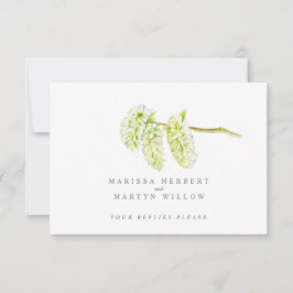 Cartão RSVP Código QR do casamento de cor d'água de Catkins Ve