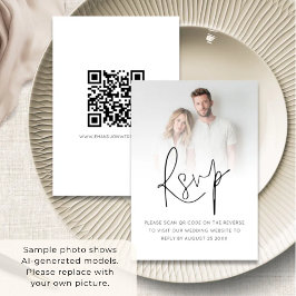 Cartão RSVP Código QR do Casamento do Script de Sobreposição d