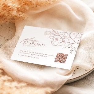 Cartão RSVP Código QR do casamento floral Elegante