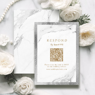 Cartão RSVP Código QR do casamento moderno do luxo de mármore 