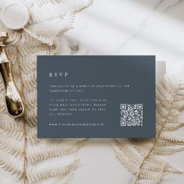 Cartão RSVP Código QR do Casamento no inverno Azul Estalado