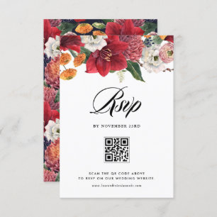 Cartão RSVP Código QR do Casamento no inverno Botânico do Amar