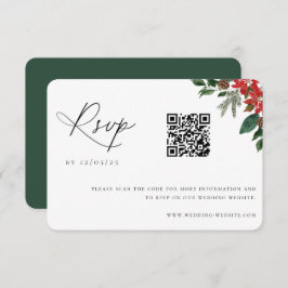 Cartão RSVP Código QR do Casamento no inverno Chic Contemporân