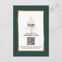 Código QR do Casamento no inverno Elegante Dourado