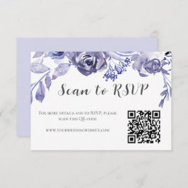 Cartão RSVP Código QR do Casamento no inverno Rosa Floral Roxo