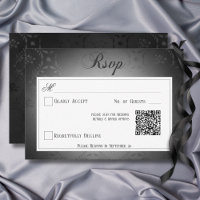 Código QR do Casamento tema damasco Preto Gótico V