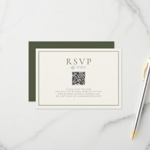 Cartão RSVP Código QR do Casamento Verde de Moss