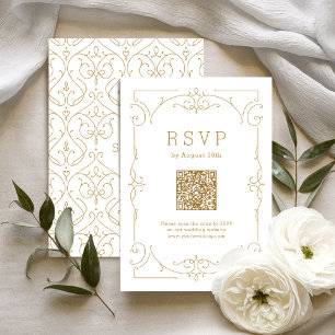Cartão RSVP Código QR do casamento vintage clássico elegante