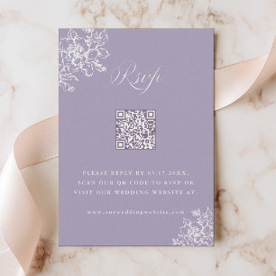 Cartão RSVP Código QR do Jardim de Casamento Flor de Lavanda C