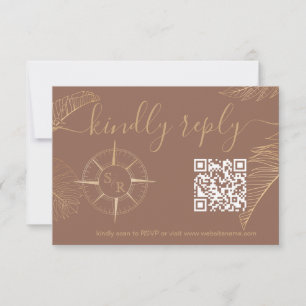 Cartão RSVP Código QR do Passaporte de Casamento de Destino