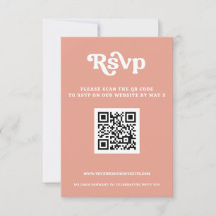 Cartão RSVP Código QR do pincel rosa-do-rosa-pincel-branco ret