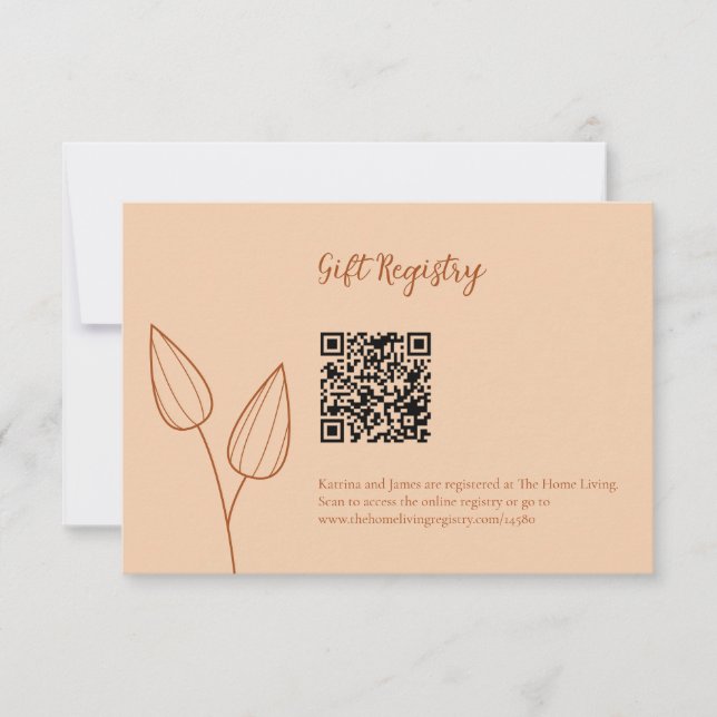 Cartão RSVP Código QR do Registro de Presente de Casamento Lar (Frente)
