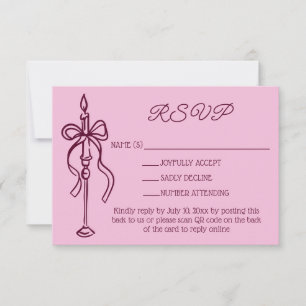 Cartão RSVP Código QR do Site de Casamento Borgonha Desenhado