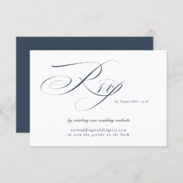 Cartão RSVP CÓDIGO QR do Site de Casamento de Caligrafia Elega