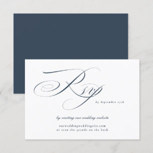 Cartão RSVP CÓDIGO QR do Site de Casamento de Caligrafia Elega