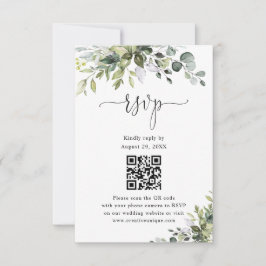 Cartão RSVP Código QR do Site de Casamento Eucalyptus para RSV