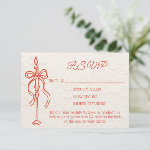 Cartão RSVP Código QR do Site de Casamento Laranja Desenhado n