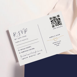 Cartão RSVP Código QR Dourado da Marinha e Tradicional