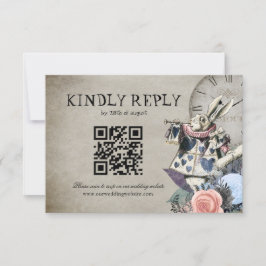 Cartão RSVP Código QR Dusty Alice Azul no Casamento da Terra M