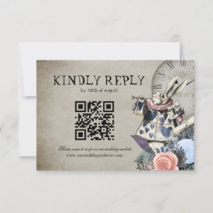 Cartão RSVP Código QR Dusty Alice Azul no Casamento da Terra M