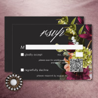 Código QR Floral Elegante Moody Burgundy e Rosa