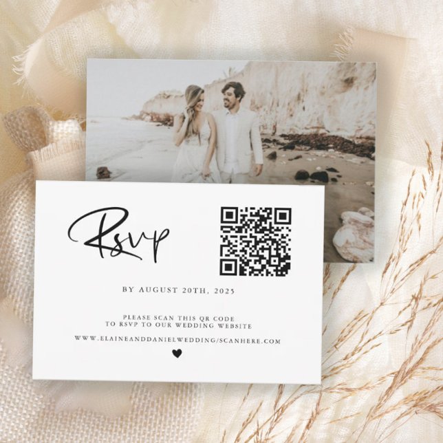 Cartão RSVP Código QR Foto Preto e Branco  (Criador carregado)