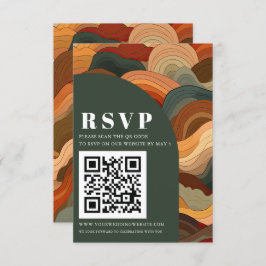 Cartão RSVP CÓDIGO QR Laranja de Terracotta Abstrato Terrestre