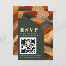 Cartão RSVP CÓDIGO QR Laranja de Terracotta Abstrato Terrestre