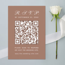 Código QR Marrom Terroso Calligraphy Simples Casam