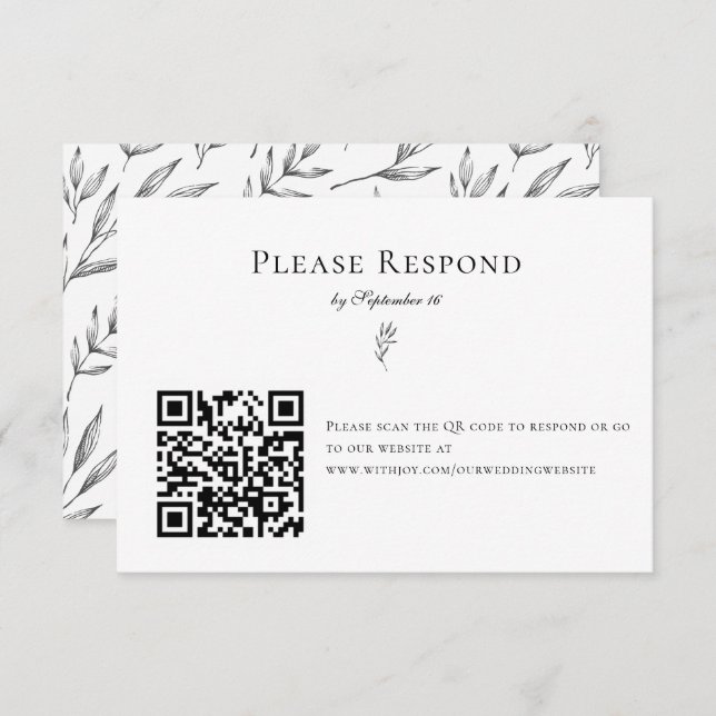 Cartão RSVP Código QR Moderno Elegante Elegante Mínimo Simples (Frente/Verso)