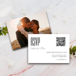 Cartão RSVP Código QR moderno Foto minimalista preto e branco