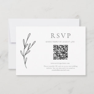 Cartão RSVP Código QR monocromático de Casamento Clássico Eleg