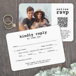 Cartão RSVP Código QR & Opções de Refeição Casamento Foto Máqu
