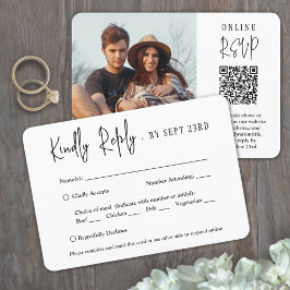 Cartão RSVP Código QR & Opções de Refeição Roteiro Moderno Fot
