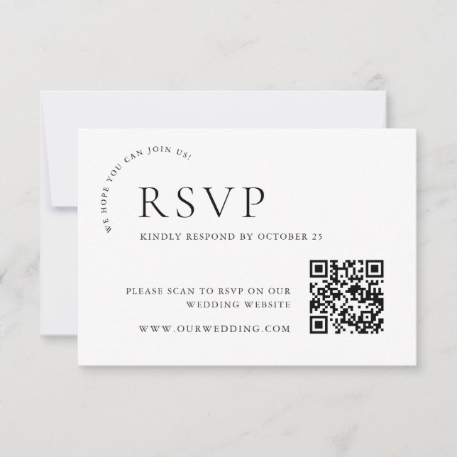 Cartão RSVP Código QR para Caligrafia Simples Elegante (Frente)