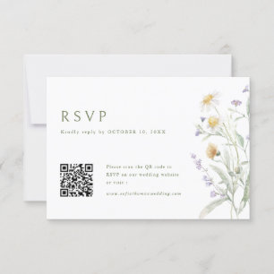 Cartão RSVP Código QR para Casamento de Pastel Selvagem de Pas