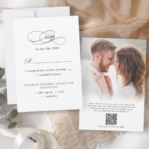 Cartão RSVP Código QR para Foto de Casamento Elegante Moderno