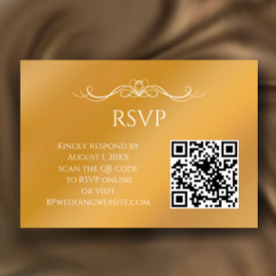 Cartão RSVP Código QR Personalizado Gradiente Dourado Moderno