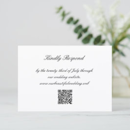 Cartão RSVP Código QR Preto e Branco Clássico Casamento Atempo