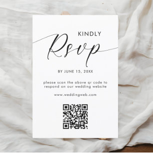 Cartão RSVP Código Qr preto e branco minimalista moderno