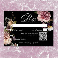 Código QR Preto Floral Opulente do Pastel Motivo E