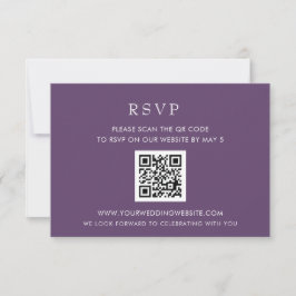 Cartão RSVP CÓDIGO QR Roxo Moderno Elegante Simples