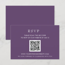 Cartão RSVP CÓDIGO QR Roxo Moderno Elegante Simples