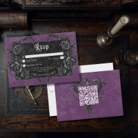 Código QR Roxo & Rosas Corvo Preto Gótico