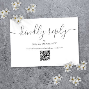 Cartão RSVP Código QR Script Elegante Responde Com Bondade Cin