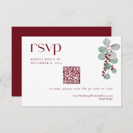 Cartão RSVP Código QR Simples de Casamento de Feriado de Inver