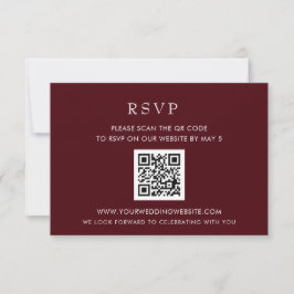 Cartão RSVP CÓDIGO QR Simples Elegante Moderno da Borgonha
