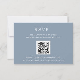 Cartão RSVP CÓDIGO QR Simples Elegante Moderno de Casamento Az