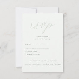 Cartão RSVP Código QR Verde da Sage Moderna Iniciais Casamento