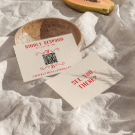 Cartão RSVP Código QR Vermelho Retroativo Desenhado Mão Quirky